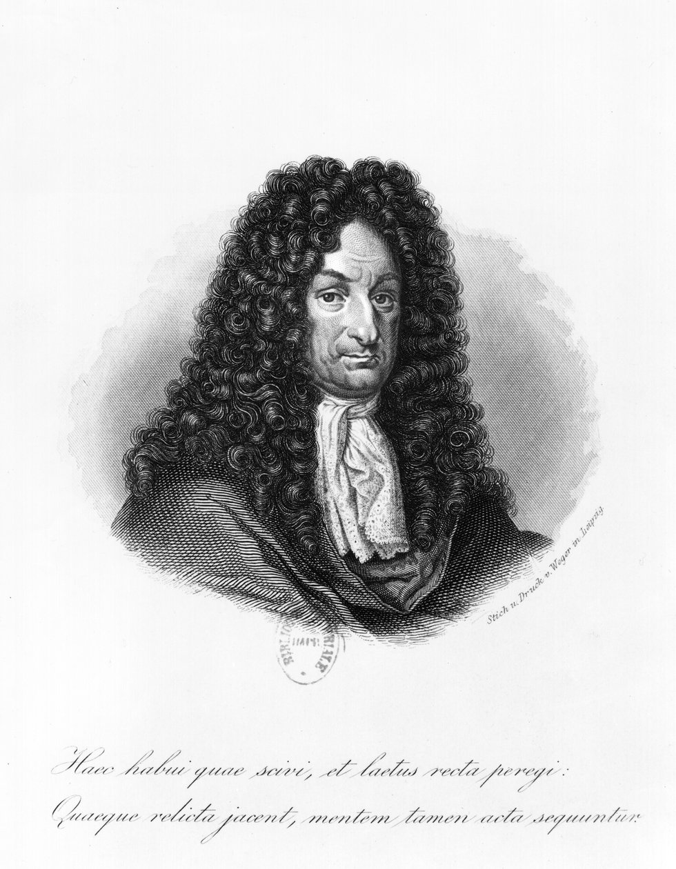Portrett av Gottfried Wilhelm (1646-1716) Baron de Leibniz av German School