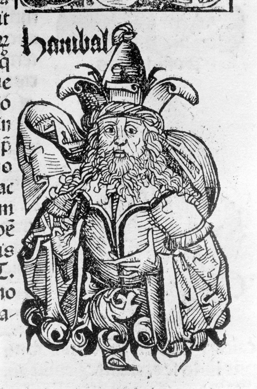Portrett av Hannibal eller Hannibal (247 f.Kr. - 183 f.Kr.), karthaginsk general og statsmann - i Liber chronicarum av Hartmann Schedel, Nürnberg av German School