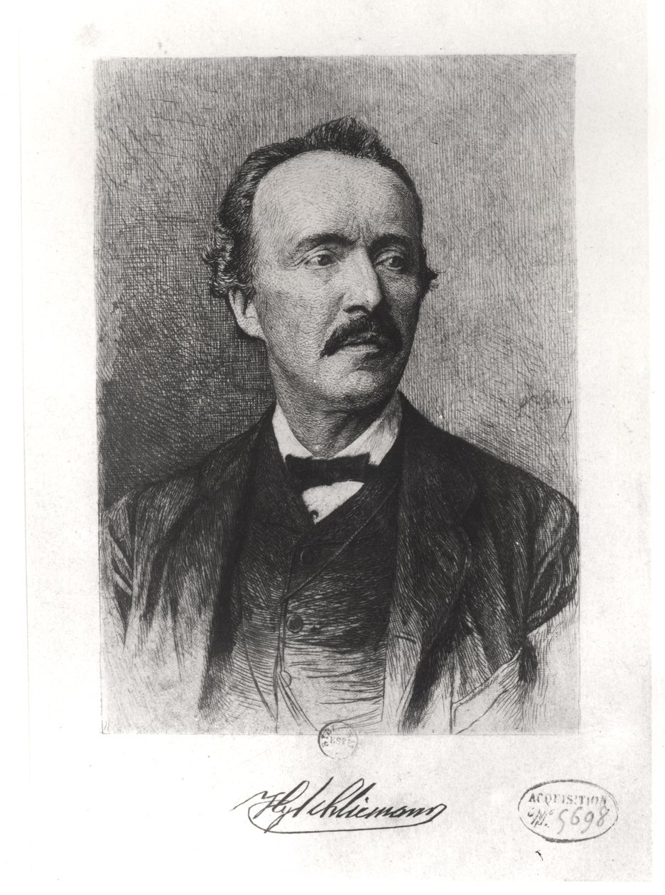 Portrett av Heinrich Schliemann (1822-90) av German School