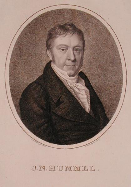 Portrett av Johann Nepomuk Hummel (1778-1837) gravert av F. Fleischmann av German School