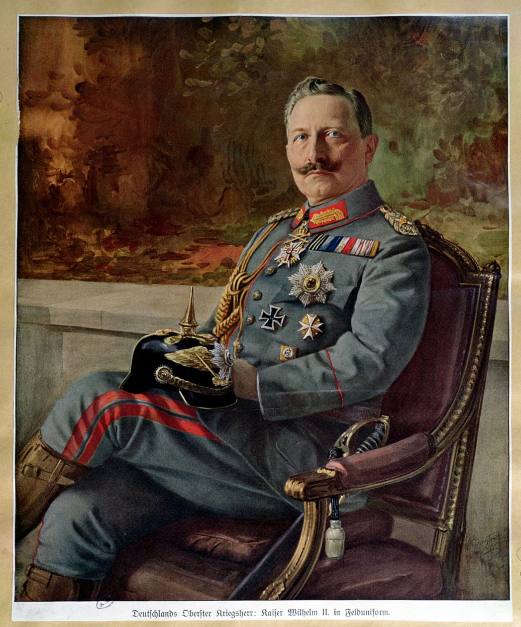 Portrett av Kaiser Wilhelm II (1859-1941) av German School