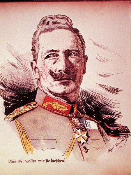 Portrett av Kaiser Wilhelm II (1859-1941) 1914 (litho-farge) av German School