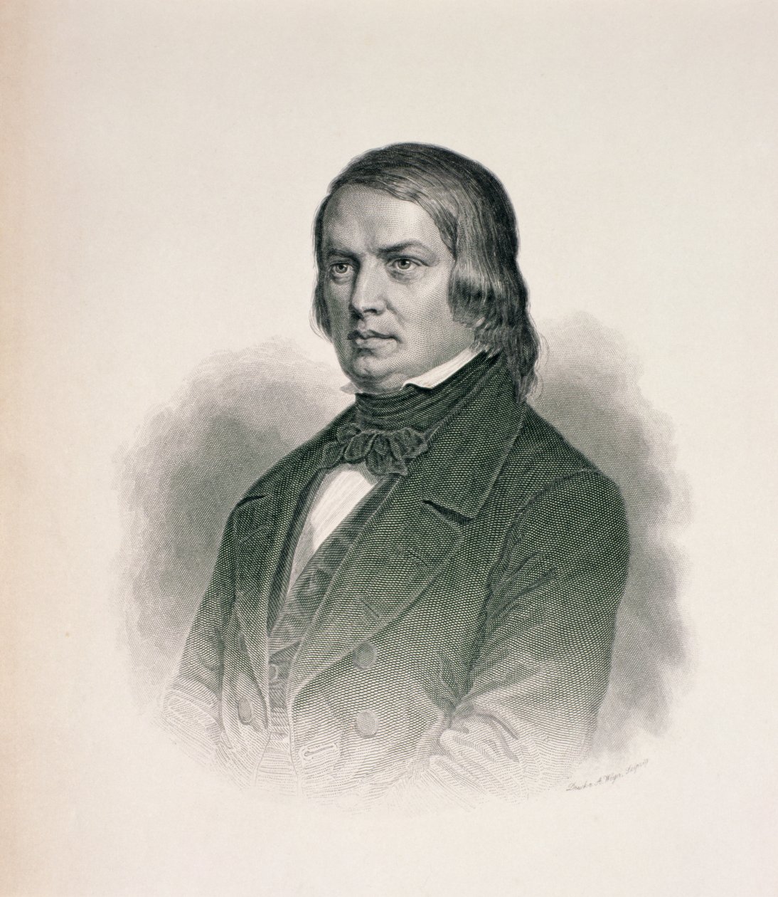Portrett av Robert Schumann (1810-56) av German School