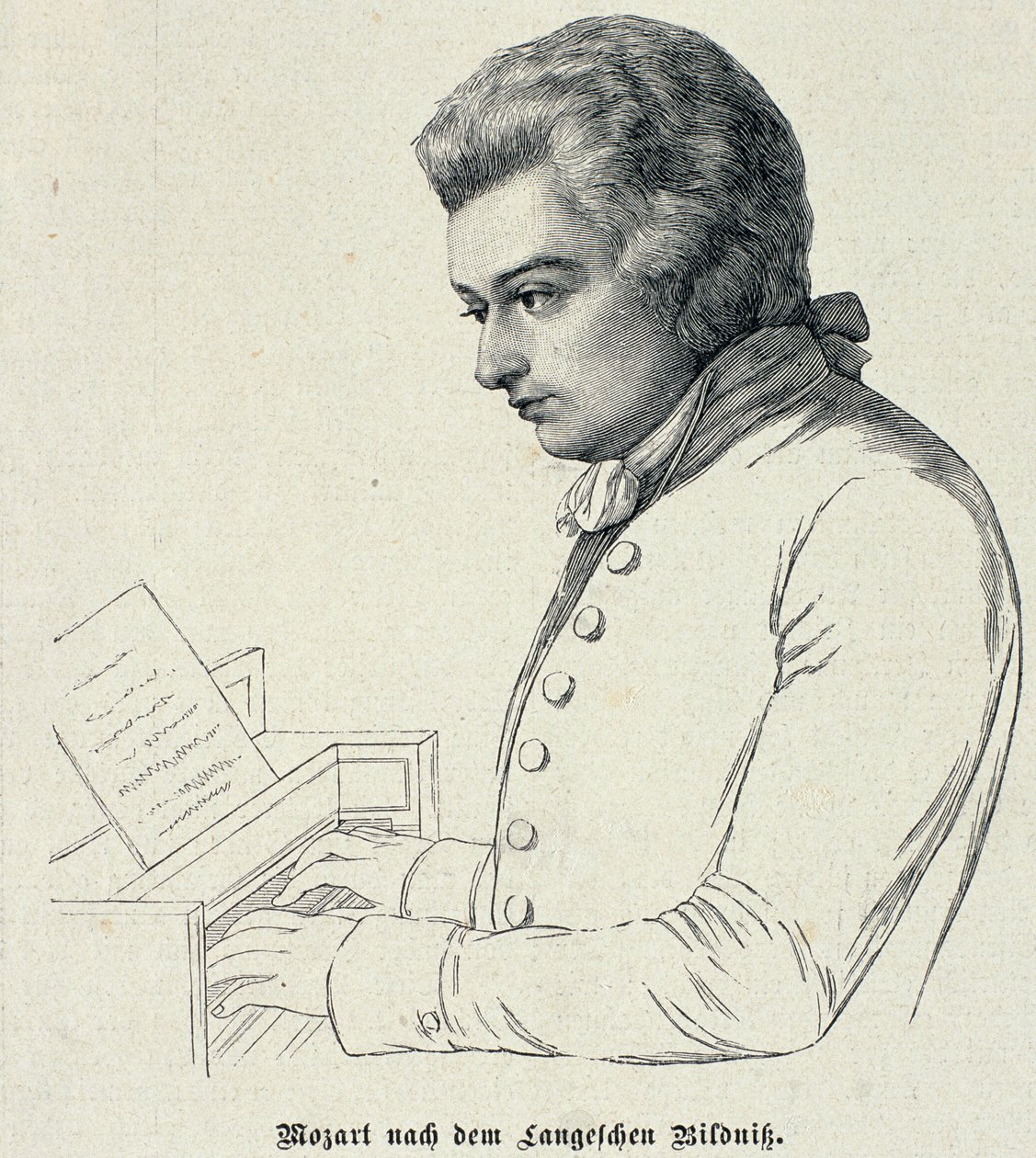 Portrett av Wolfgang Amadeus Mozart (1756-91) av German School