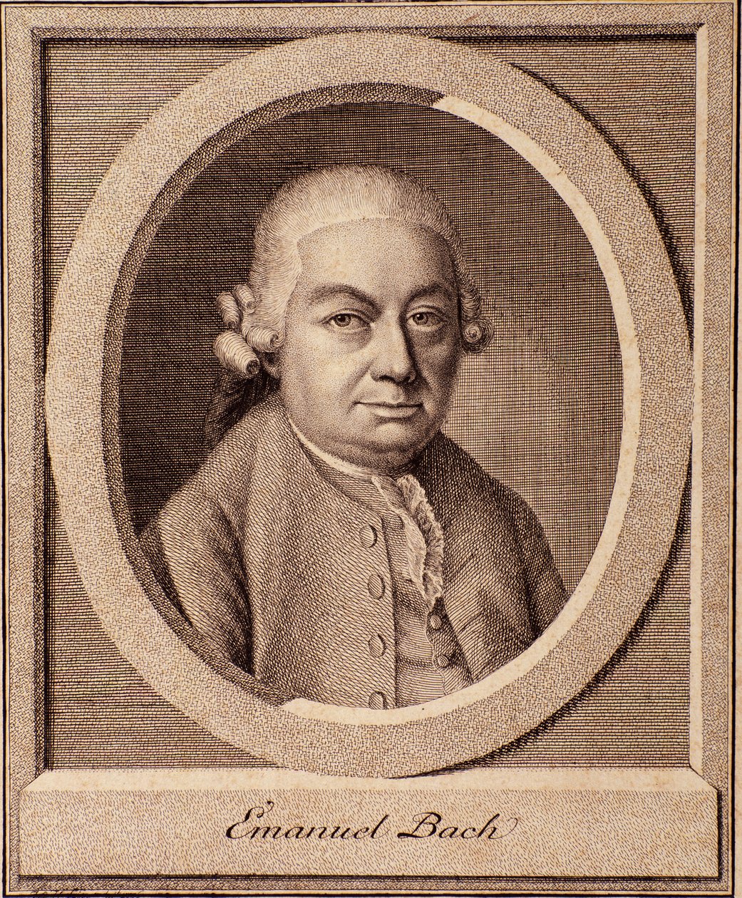 Portrett av den tyske komponisten Carl Philipp Emanuel Bach (1714-1788) sønn av Johann Sebastian Bach av German School