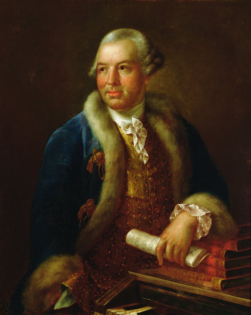Portrett av den tyske komponisten Christoph Willibald von Gluck (1714-1787) (olje på lerret) av German School