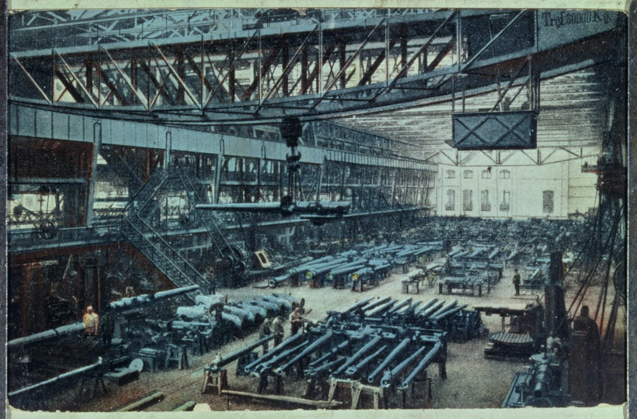 Postkort som viser Krupp-fabrikken i Essen, ca. 1914 av German School