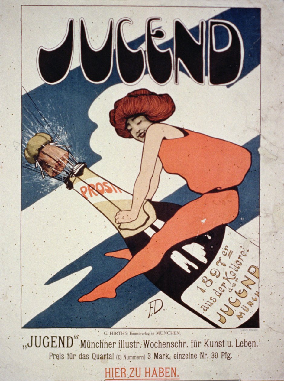 Plakatreklame Jugend, illustrert Weekly Magazine for Art and Living, München, 1897 av German School