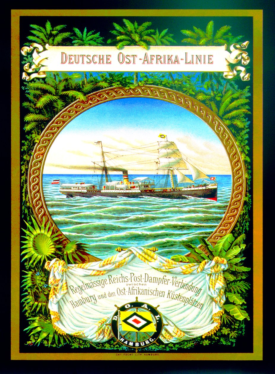 Plakat som annonserer den tyske Øst-Afrika-linjen, 1890 av German School