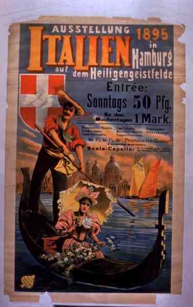 Plakat som annonserer den italienske utstillingen i Hamburg av German School