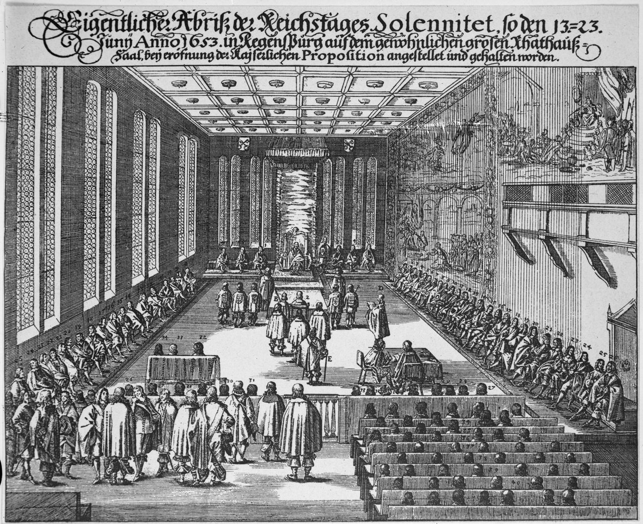 Reichstag of Regensburg i det store rådssalen, Regensburg av German School
