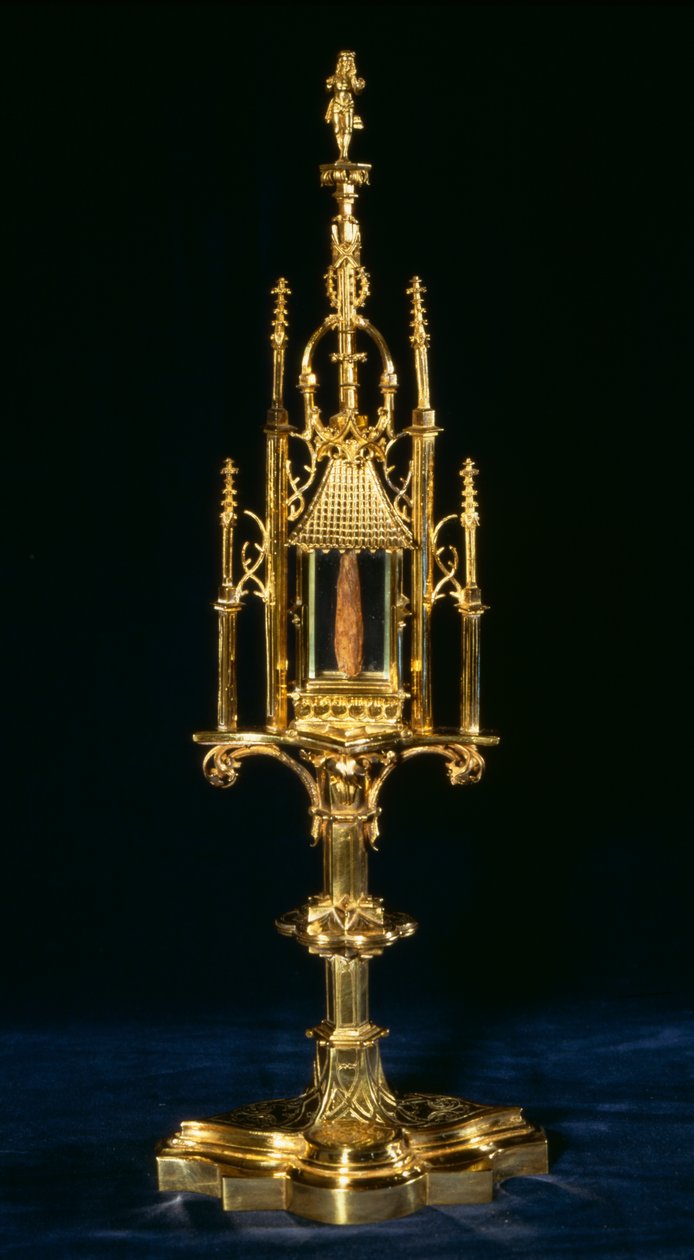 Relikvieskrin Monstrans med korsstykke, Augsburg, ca. 1490 (gull og tre) av German School