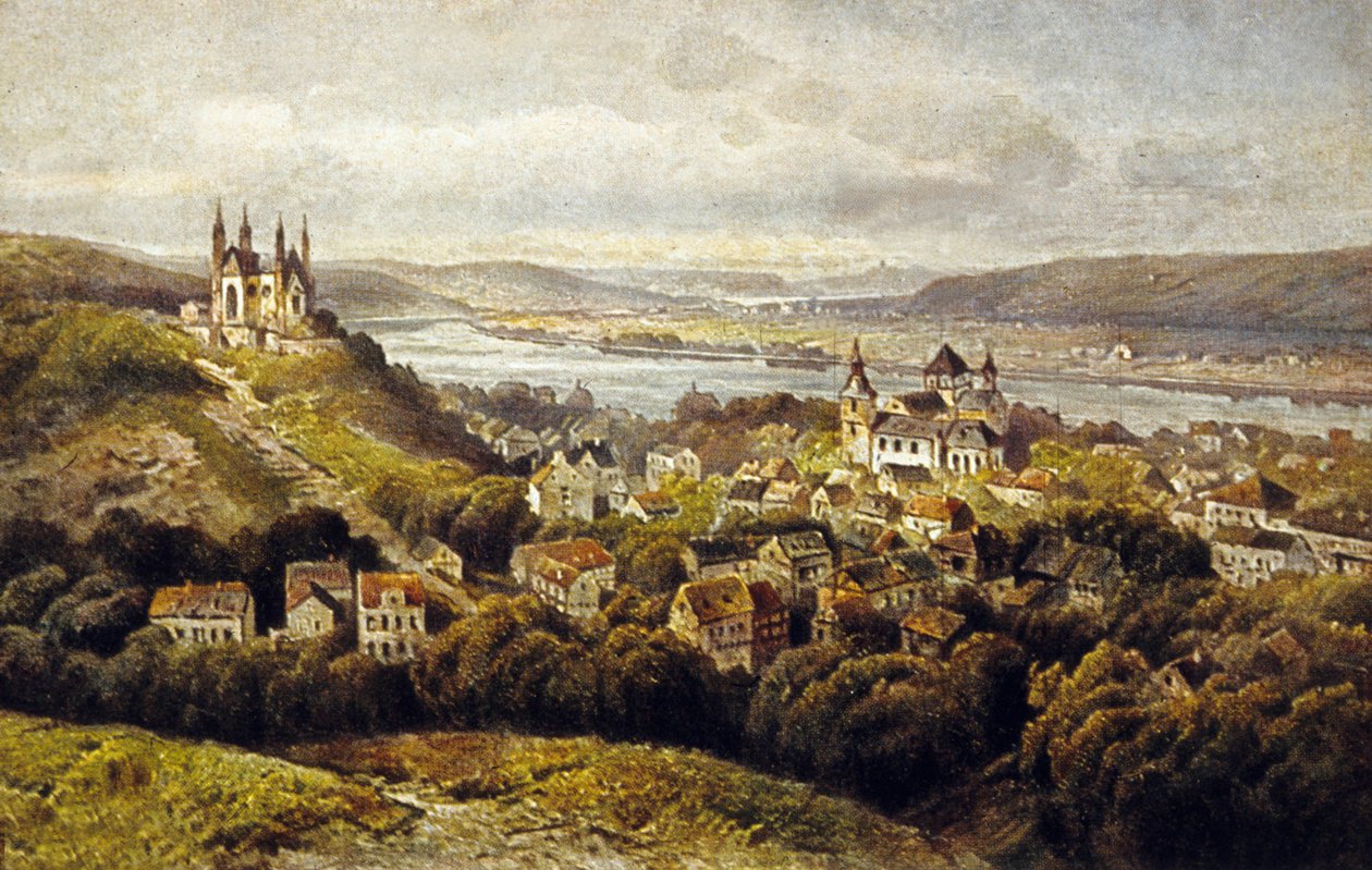 Remagen, Tyskland (farge litho) av German School