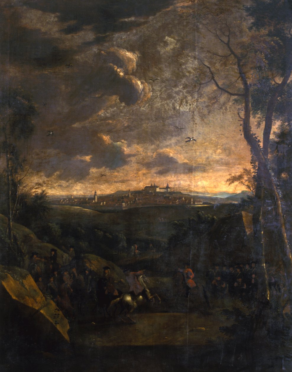 Rytter foran utsikt over Gotha og Friedenstein slott, 1751-1800 av German School