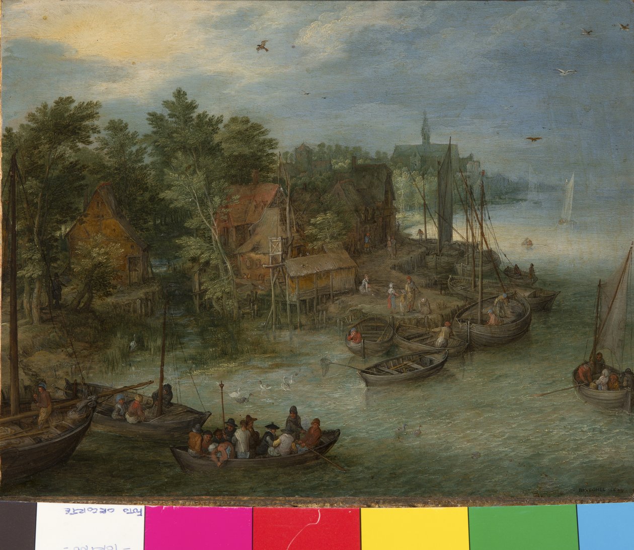 Elvelandskap med landing, 1603 av German School
