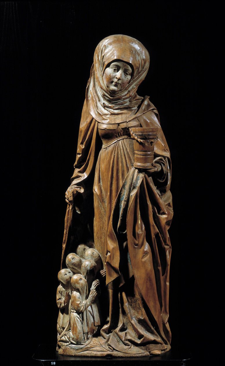 Saint Martha and the penitents Polykrom treskulptur av German School