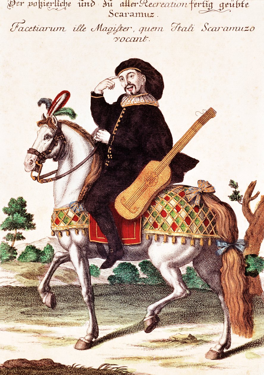 Scaramouche på hesteryggen av German School