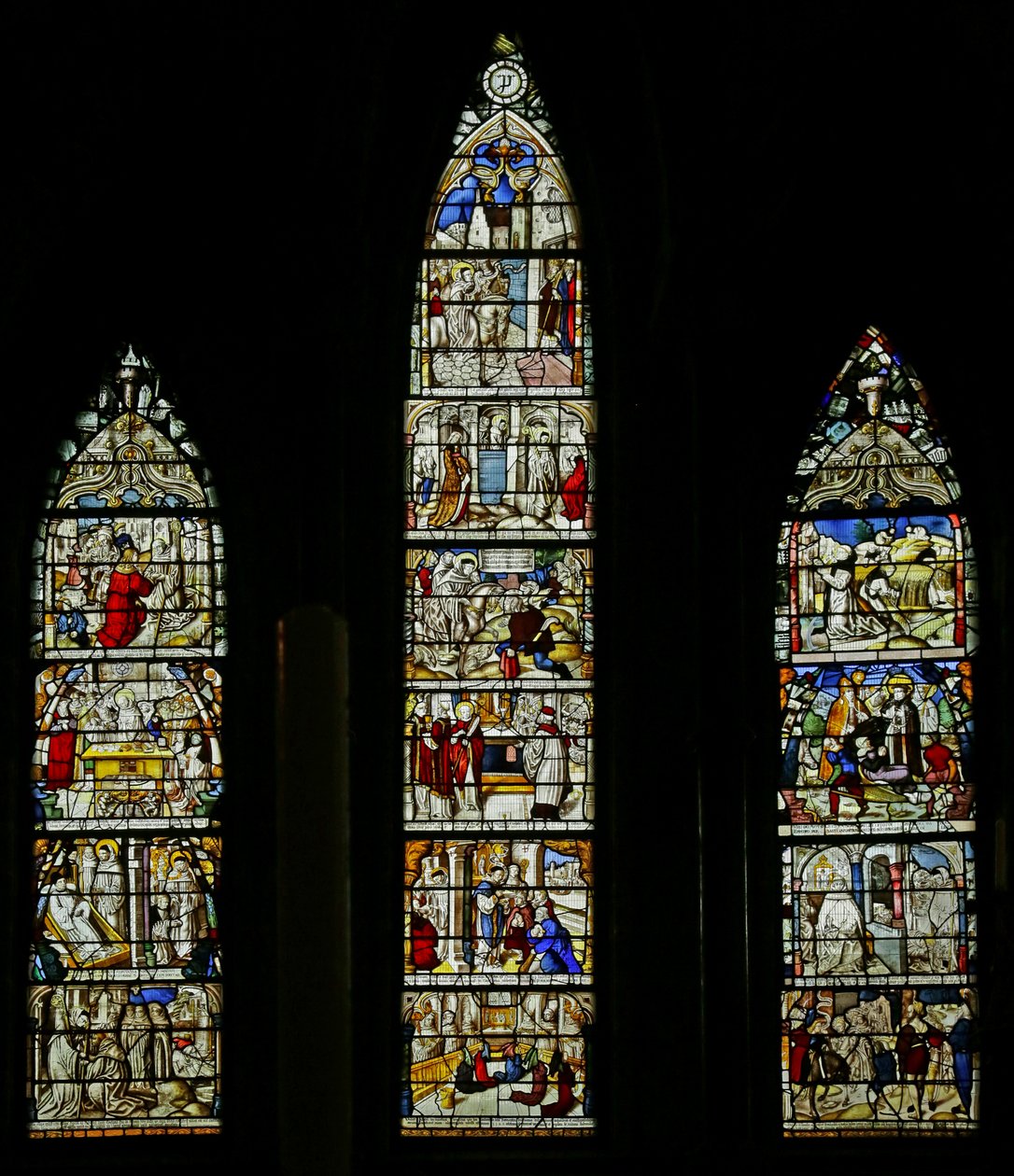 Scener fra St Bernards liv. Ex Altenberg Abbey, ca. 1500 (farget glass) av German School