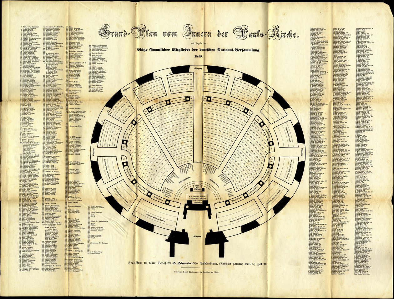 Sitteplan for St. Pauls Church National Assembly, 1848 av German School