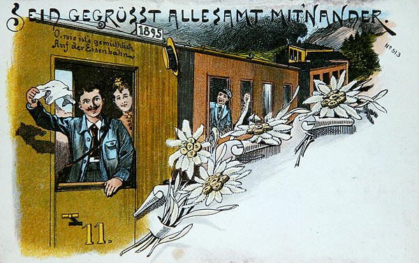 Suvenirhilsenpostkort, ca. 1900 (farge litho) av German School