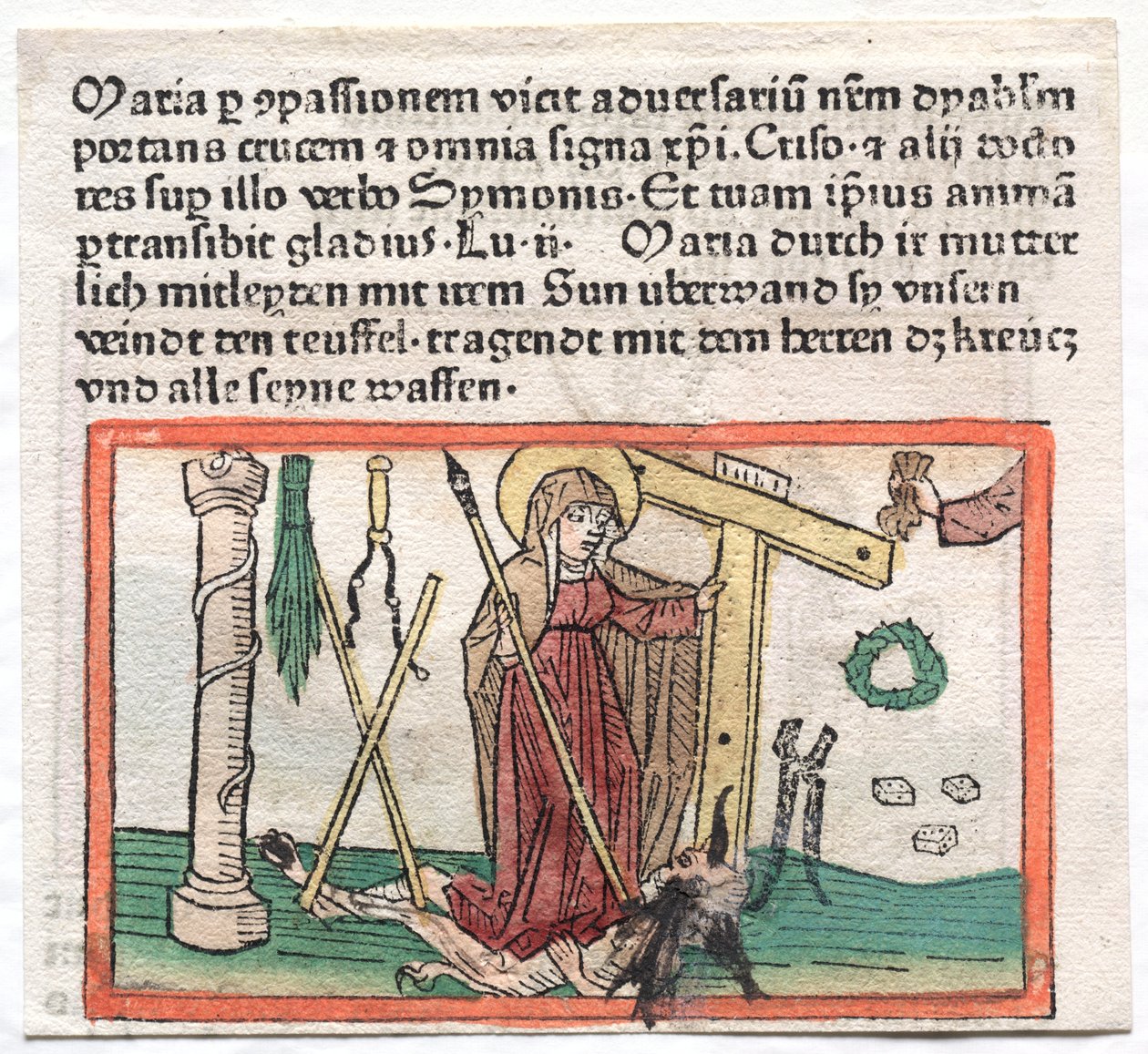 Mirror Human Case: The Virgin Mary Overcoming a Devil, 1400-tallet av German School