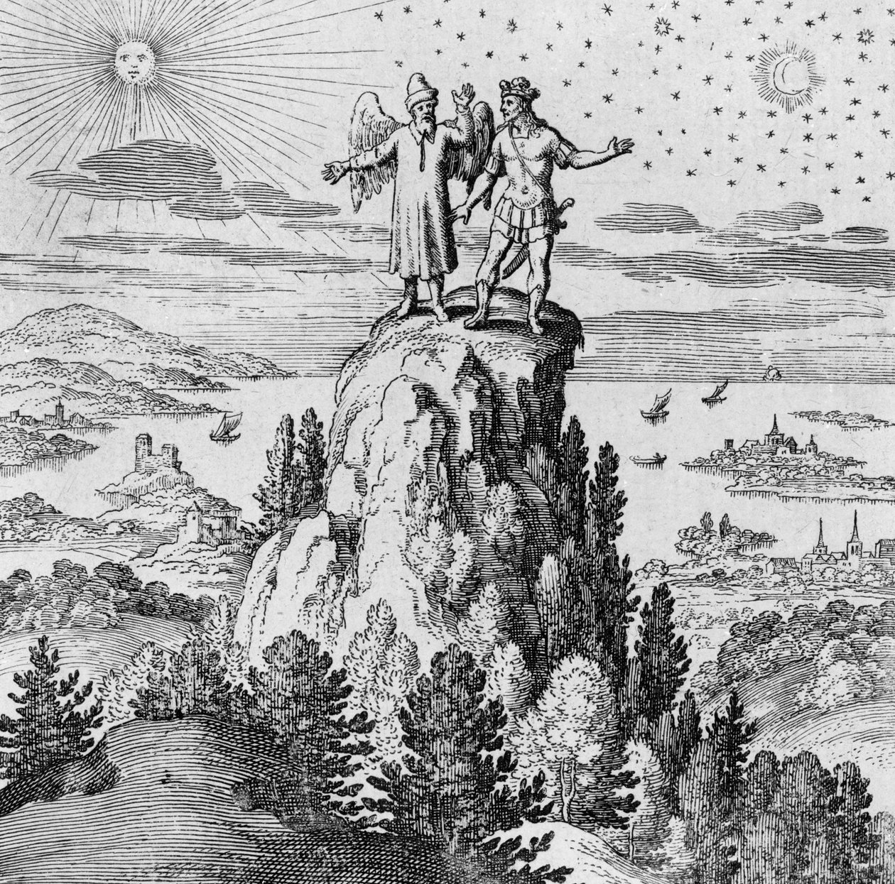 Spirit and soul guide the prince from Musaeum Hermeticum av German School