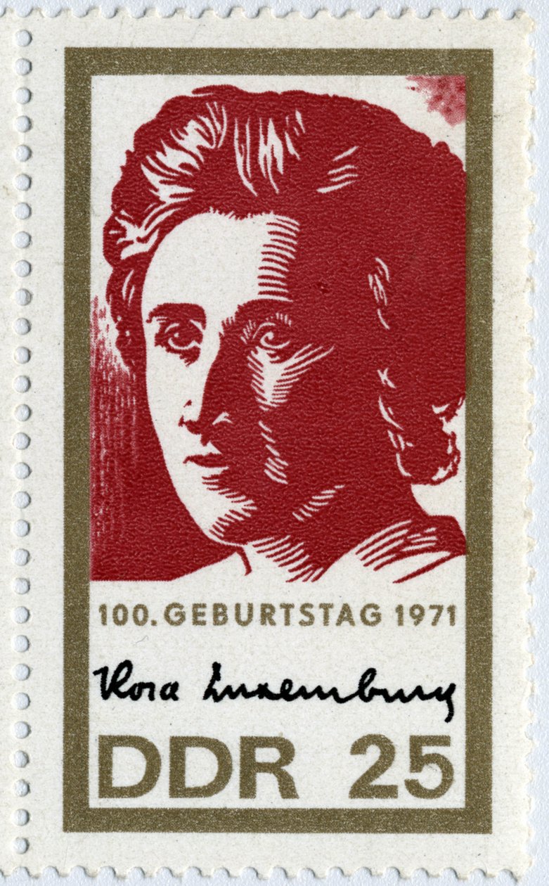 Stamp representing Rosa Luxembourg (or Luxemburg av German School