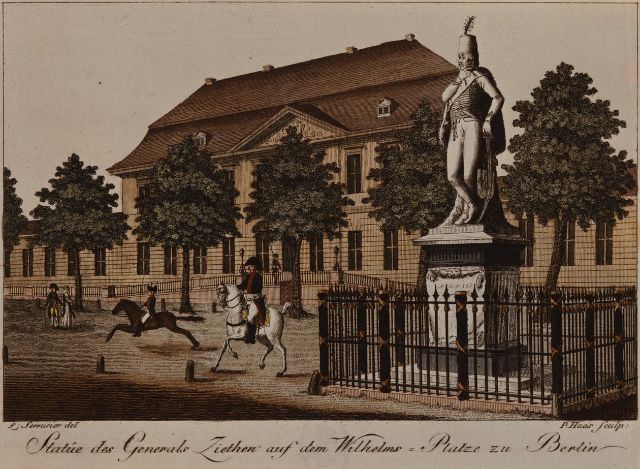 Statue av general von Ziethen i Wilhelm Platz, Berlin (fargetsning) av German School