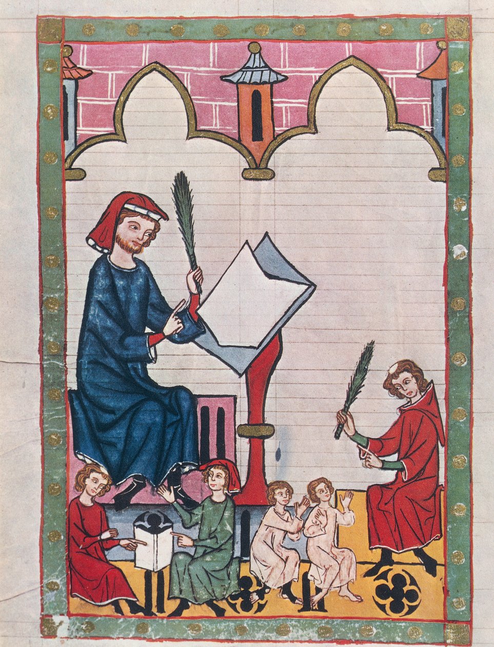 Studenter i et kloster, fra 'Manesse Codex' (vellum) av German School