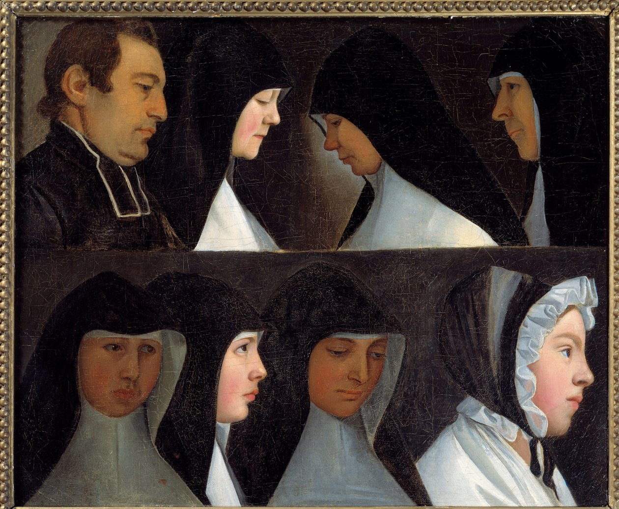 Studier av postulante og nybegynnere nonner av St. Benediktinerordenen (Benediktinerordenen) Maleri av den tyske skolen på 1800-tallet. Roanne, museum Joseph Dechelette - Studier av religiøse postulanter og nybegynnere av Saint Benedict Order (med t. av German School