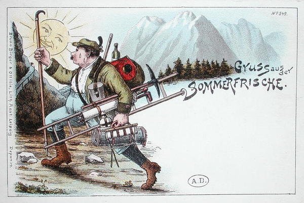 Sommerferiepostkort, sent på 1800- eller begynnelsen av 1900-tallet (farge litho) av German School
