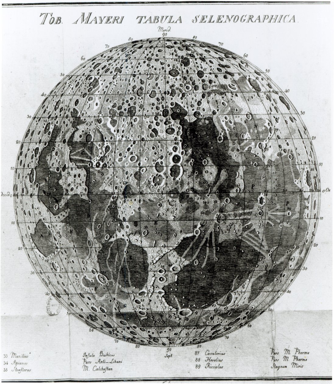 Surface of the Moon, illustrasjon fra Selenotopographische Fragmente av Johann Hieronymus Schroeter, utgitt i 1791 av German School