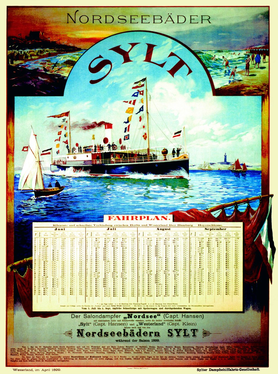 Sylt, plakat som reklamerer for Sylt Steamship Company, 1899 av German School