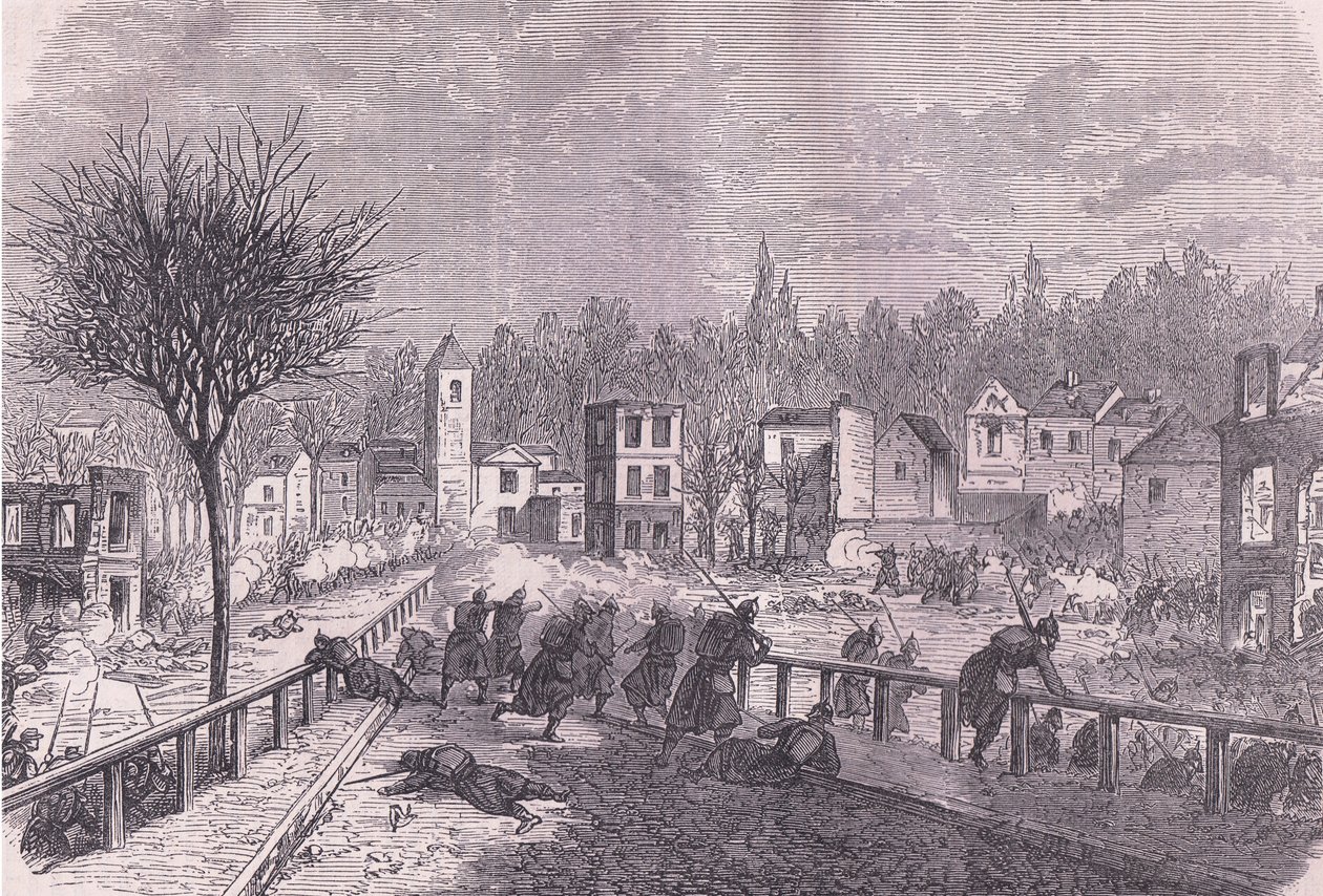 Tar av Brie-sur-Marne, 30. november, Cassells History of the War between France and Germany utgitt av Cassell and Company Limited, ca. 1890 (litho) av German School