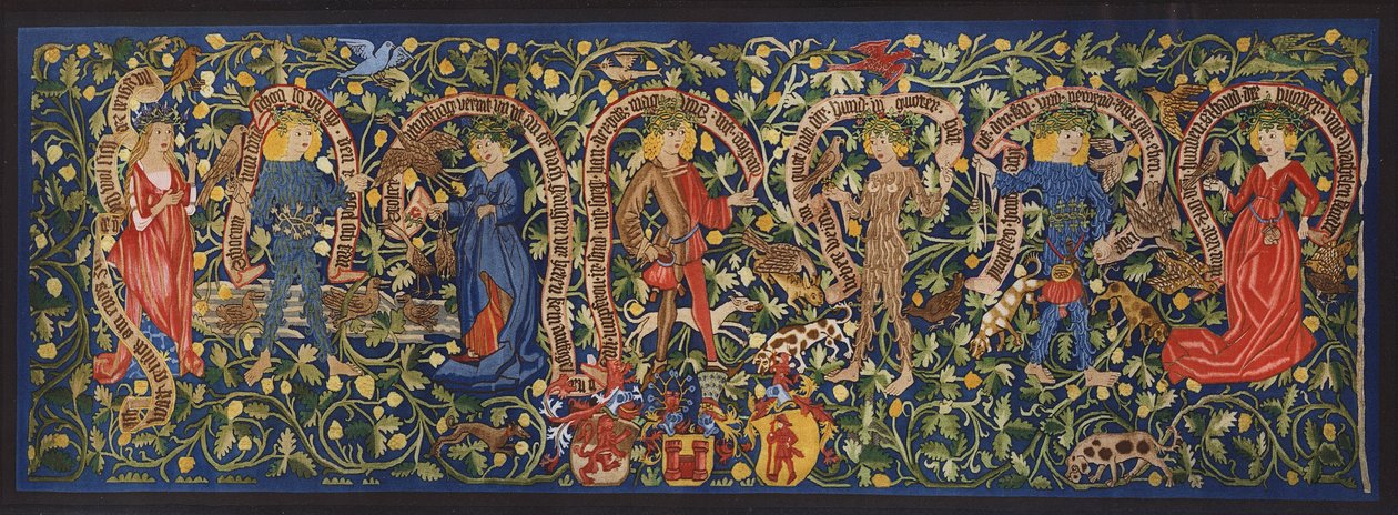 Billedteppe som viser feer, Basel, ca. 1490 (fargelitografi) av German School