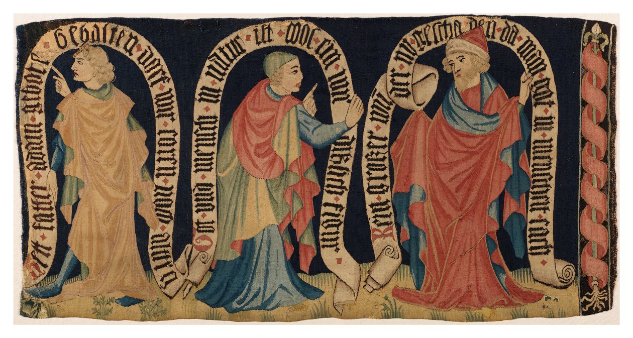 Tapetfragment som viser tre profeter, fra Franken (ull) av German School