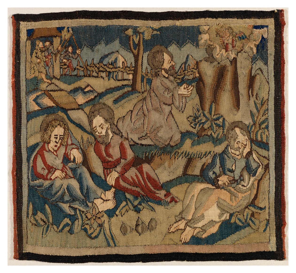Tapetpanel med scener fra lidenskapen fra et antependium, fra Øvre Rheinland (ull og lin) av German School
