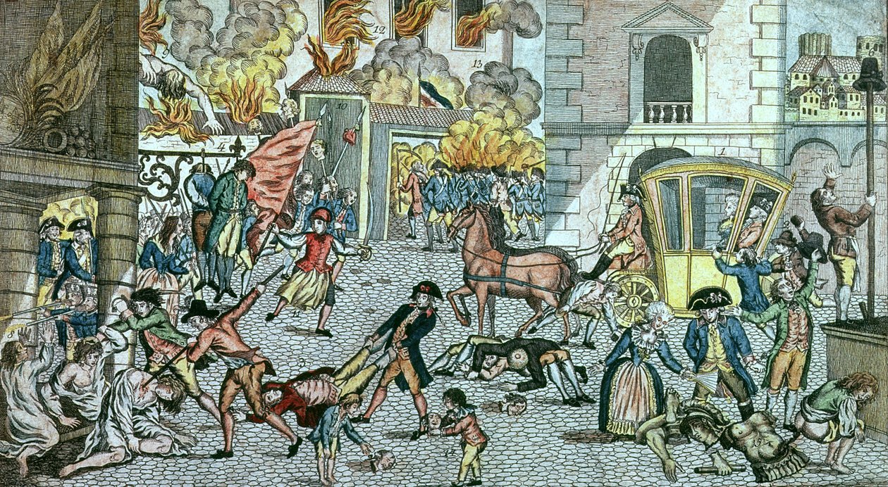 Forferdelige grusomheter begått i Paris, 10. august 1792 av German School