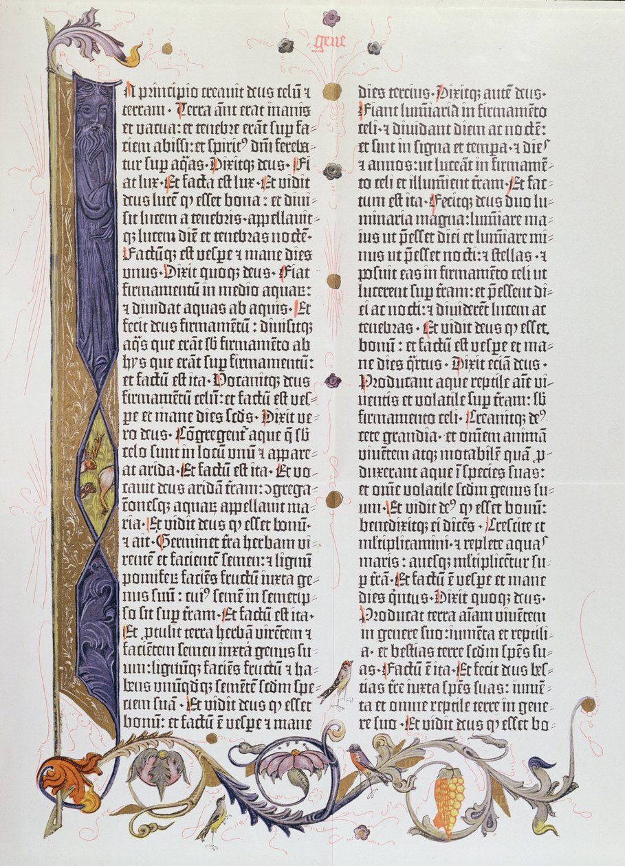 Den 36-linjers Bibelen, trykt av Gutenberg (vellum) av German School