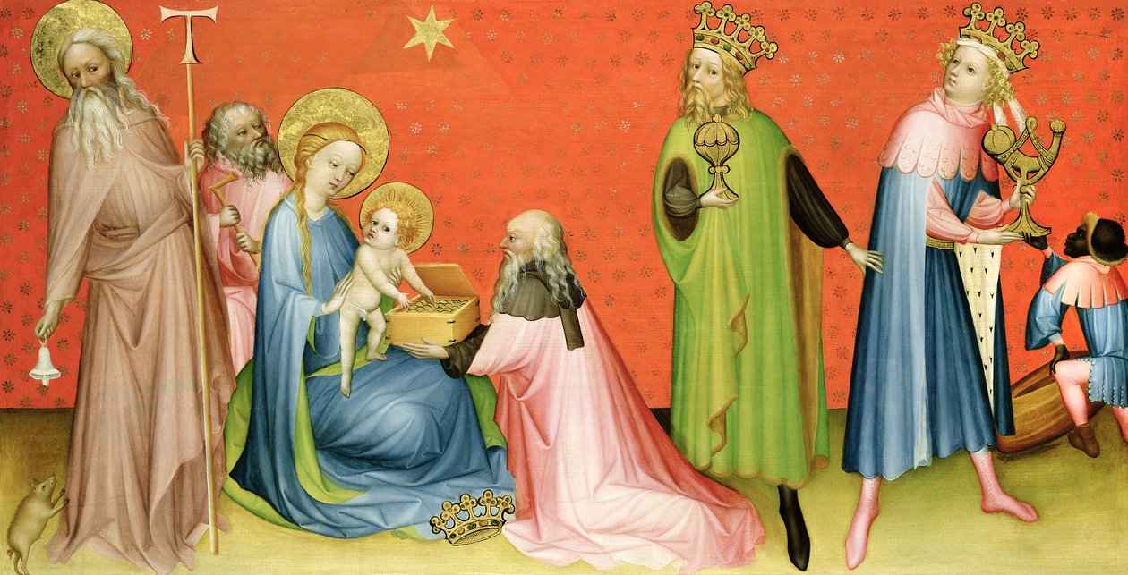 The Adoration of the Magi med St Anthony Abbed, 1400-10 av German School