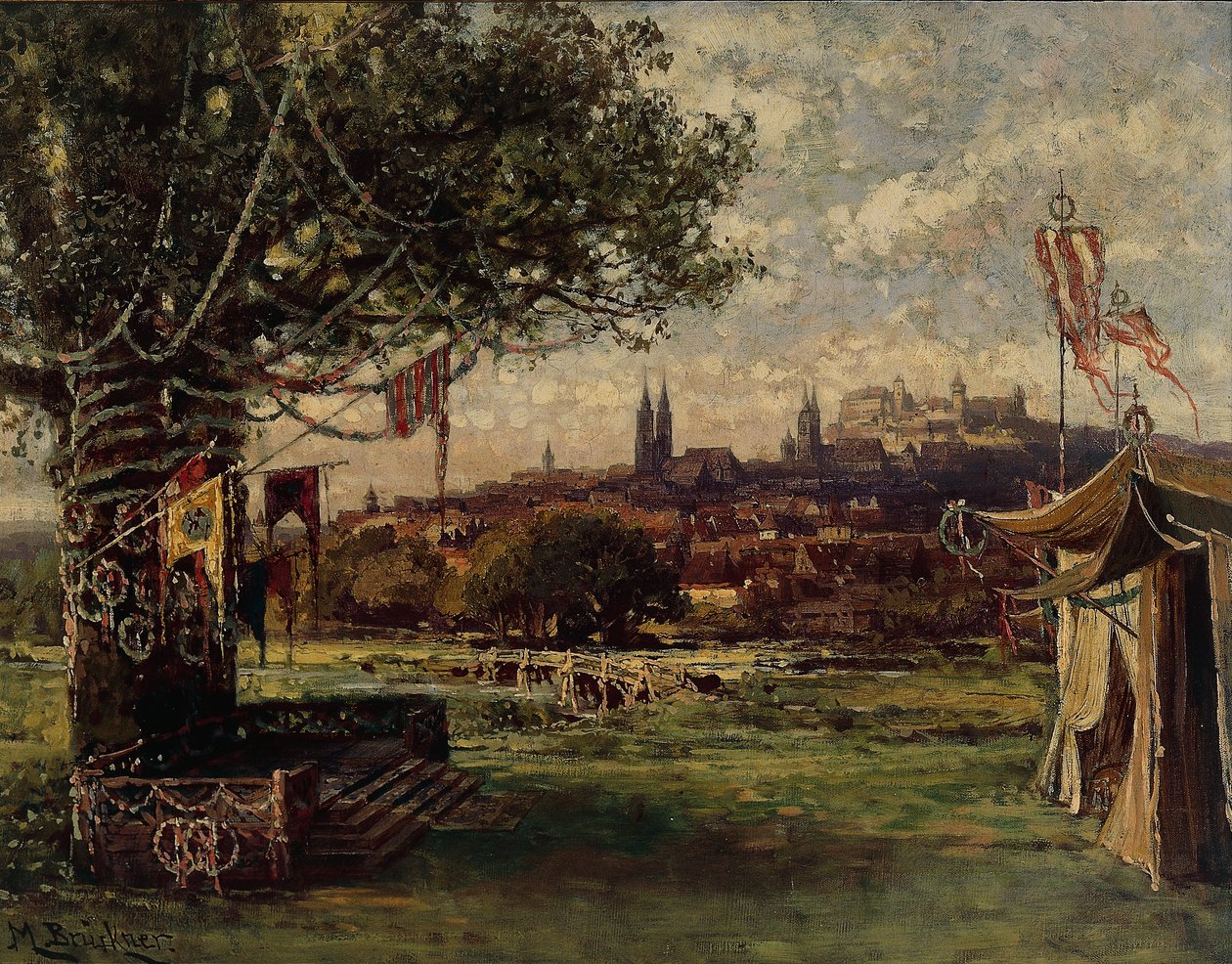 Etterspillet av Johannesfesten, scene 5 fra 'Die Meistersinger' av Richard Wagner av German School