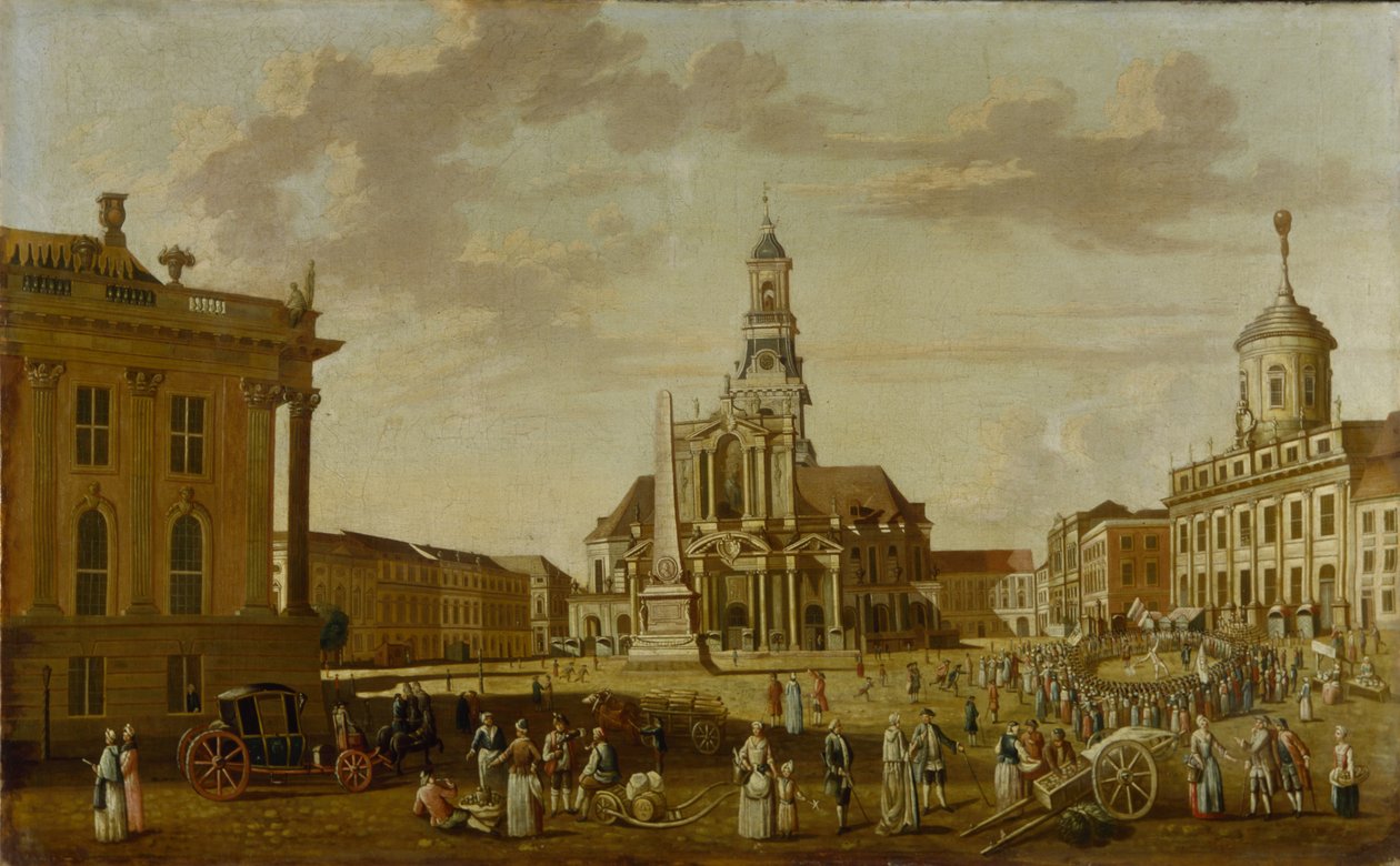 Alter Markt med St. Nicholas-kirken og rådhuset, 1771 av German School