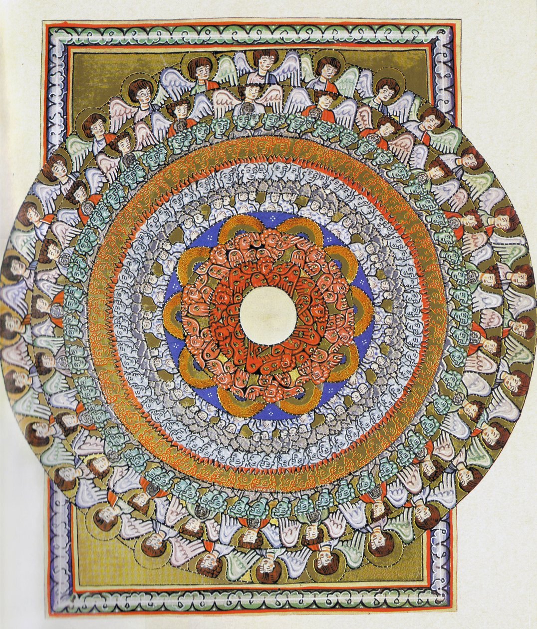 Englekoret. Miniatyr fra Liber Scivias av Hildegard av Bingen, ca. 1175 (akvarell på pergament) av German School