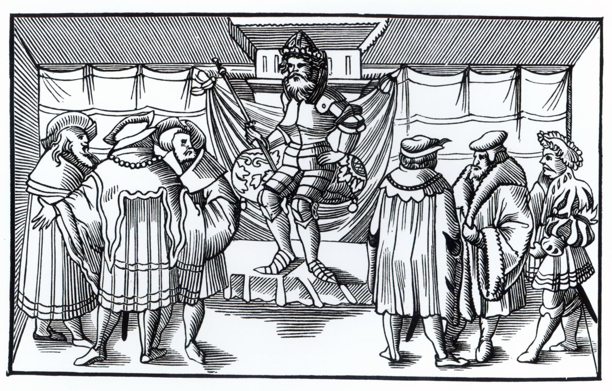 Court of a Baron, etter et tresnitt i Cosmographie Universelle of Munster, publisert 1552 av German School