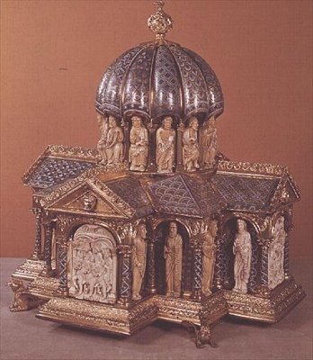 Eltenberg-relikvieskrinet, fra Köln, ca. 1180 (elfenben, kobber og emalje) av German School
