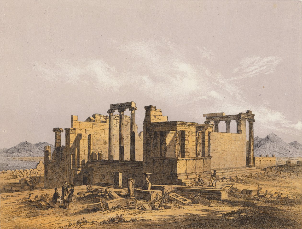 Erechtheion, Athen (fargelitografi) av German School