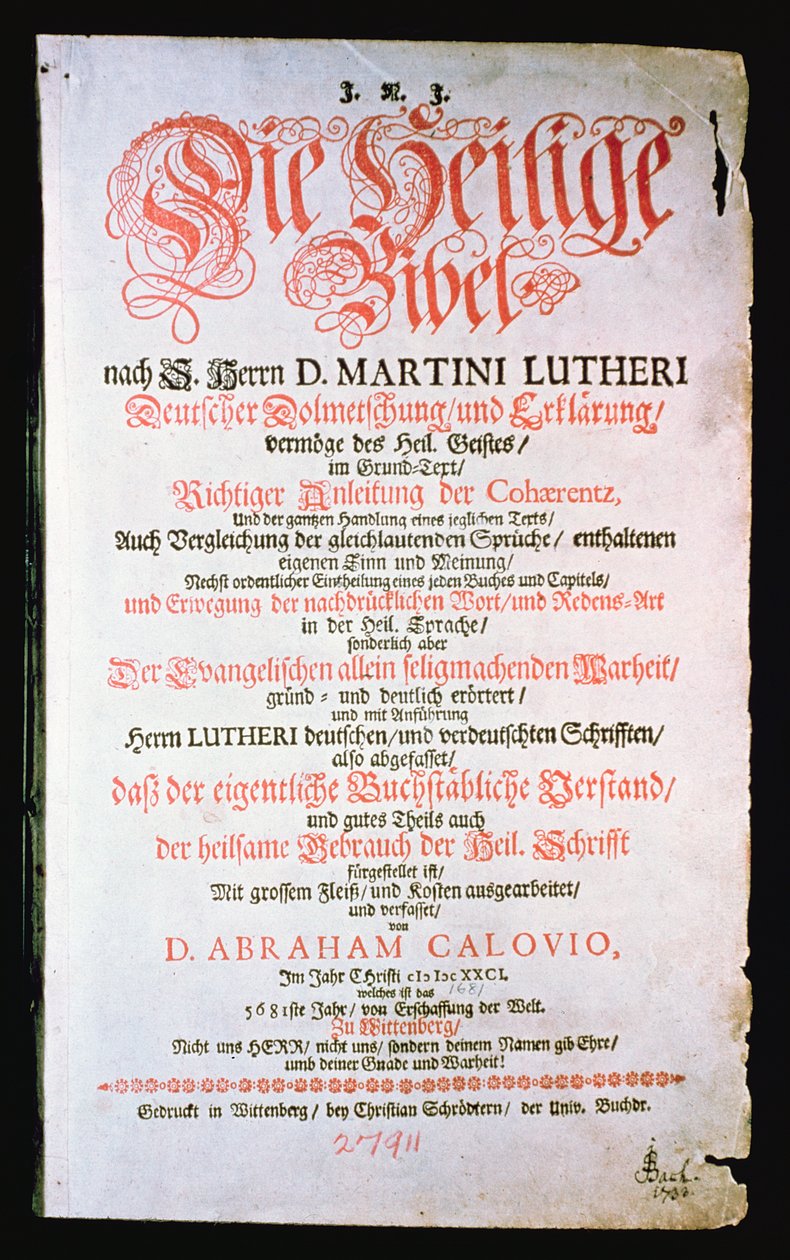 Den hellige bibel, vol. I., 1681 av German School