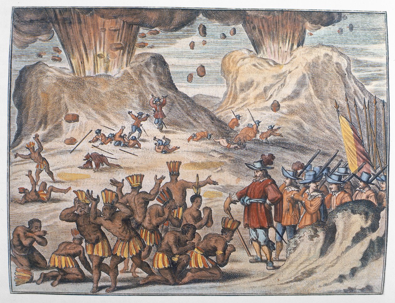 The Journey of Cortes til Tenochtitlan i 1521 av German School