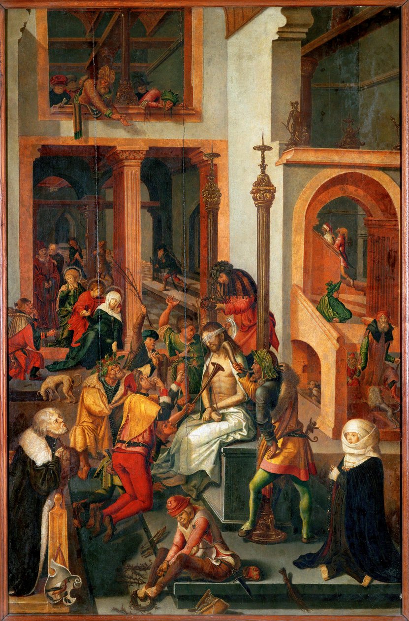 Kristus-spottingen (tempera på tre) av German School