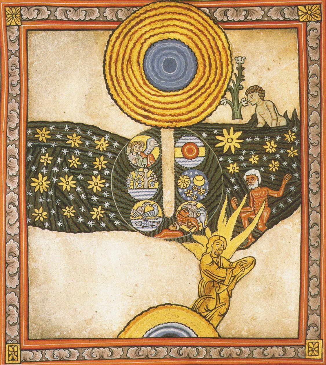 Forløseren. Miniatyr fra Liber Scivias av Hildegard av Bingen, ca. 1175 (akvarell på pergament) av German School